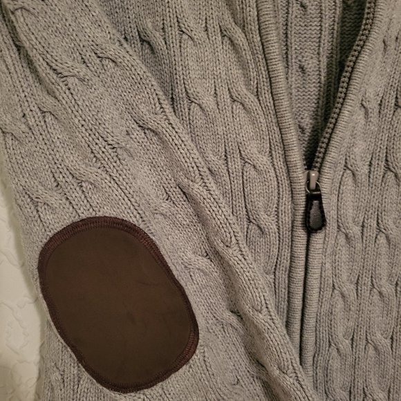 Lands End Women's Size L Front Zip Grey Cardigan Sweater - Picture 2 of 6